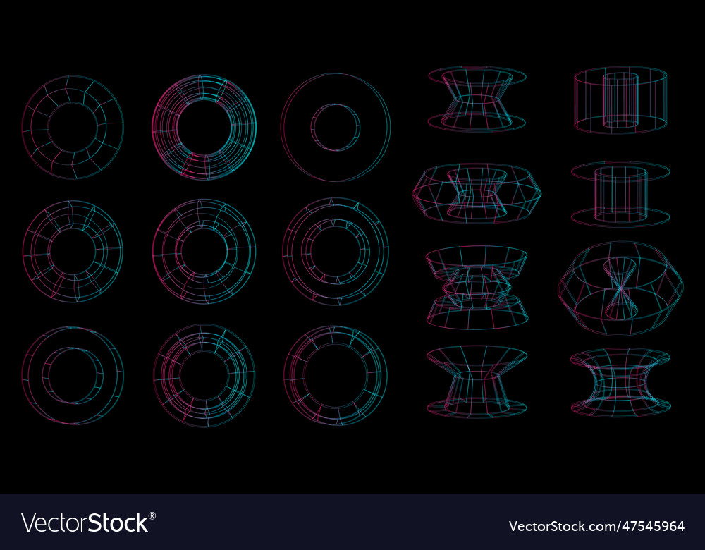 Set of abstract geometric technology elements vector image Set of abstract geometric technology elements