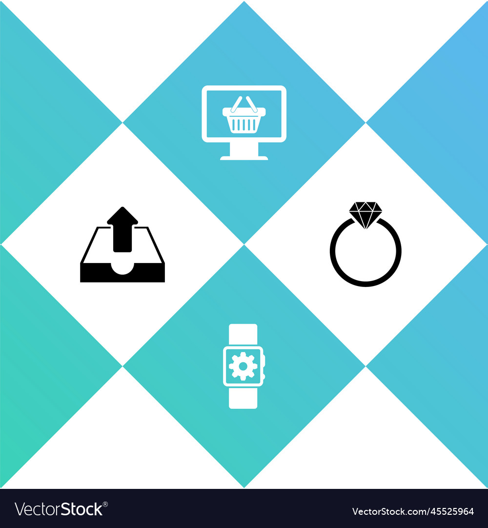 Set upload inbox smartwatch setting monitor vector image Set upload inbox smartwatch setting monitor