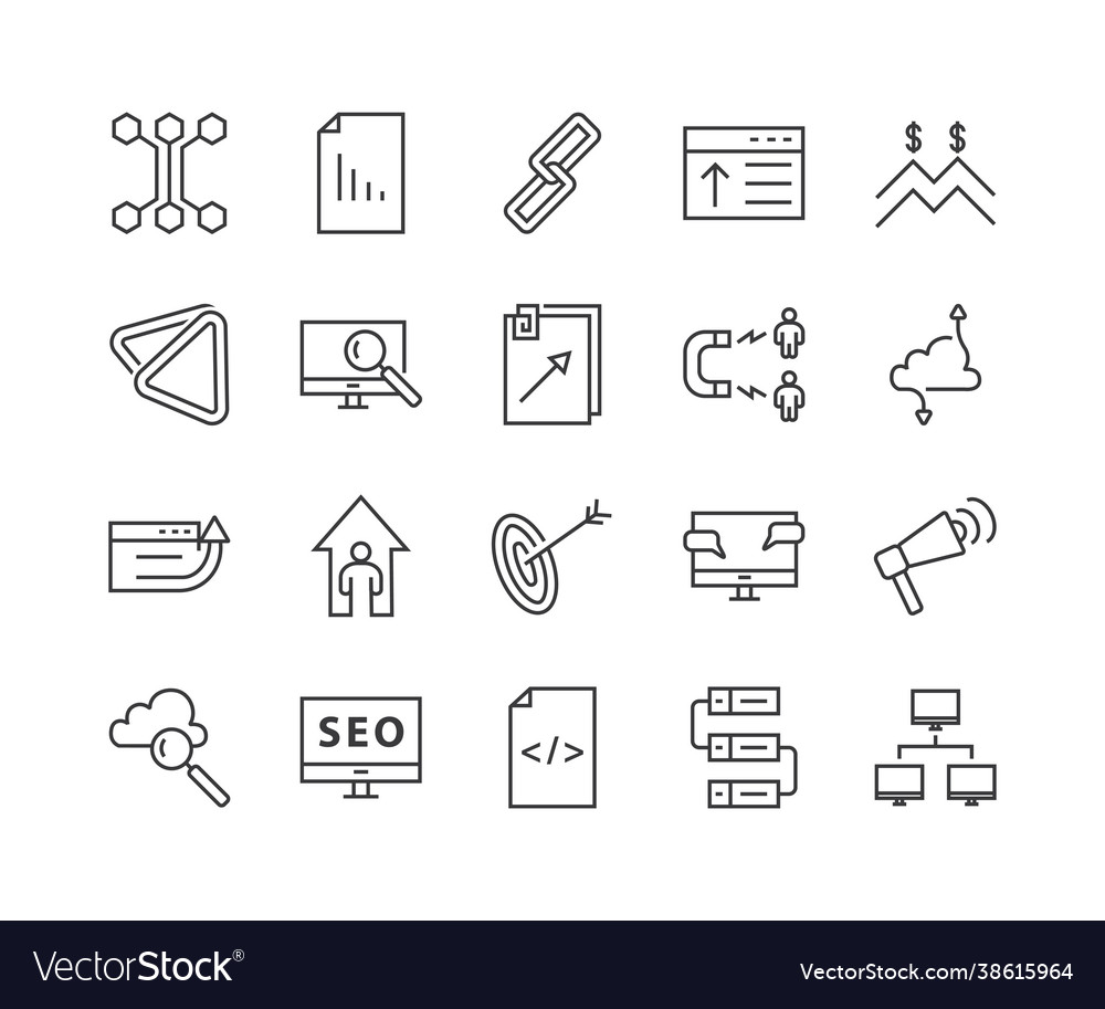 Simple set seo related line icons contains