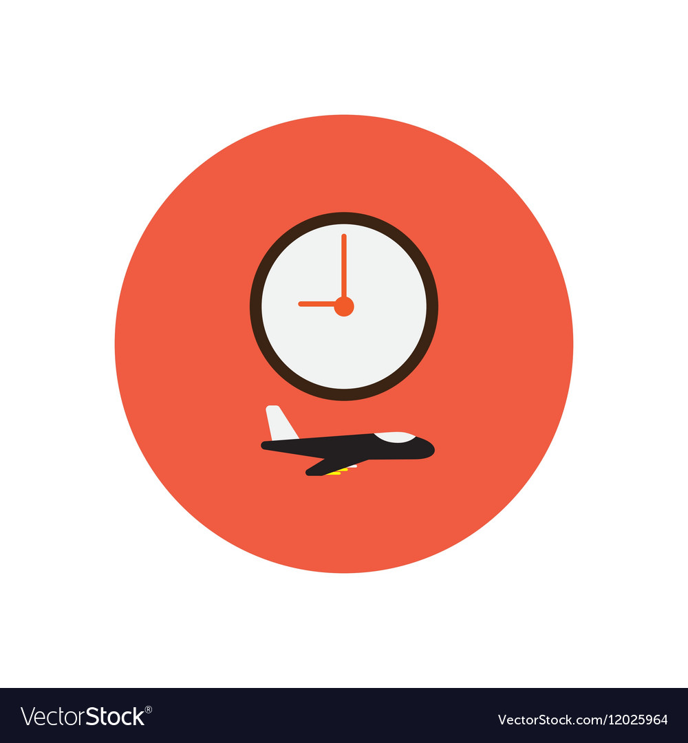 Stylish icon in color circle clock airplane