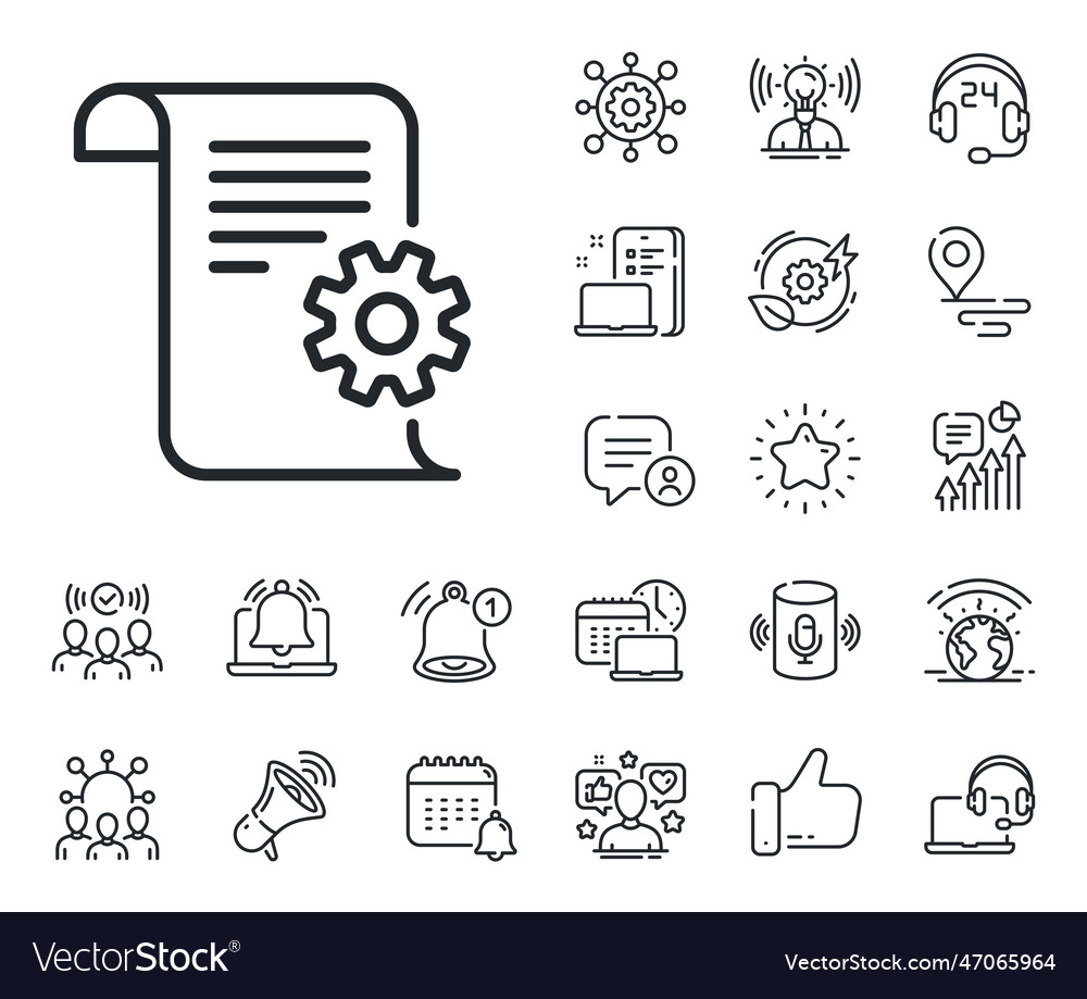 Technical documentation line icon instruction