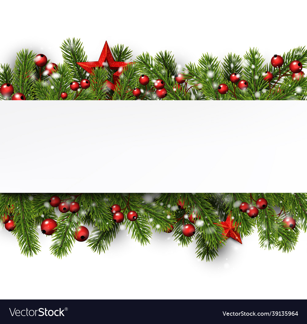 White christmas and new year card with fir Vector Image