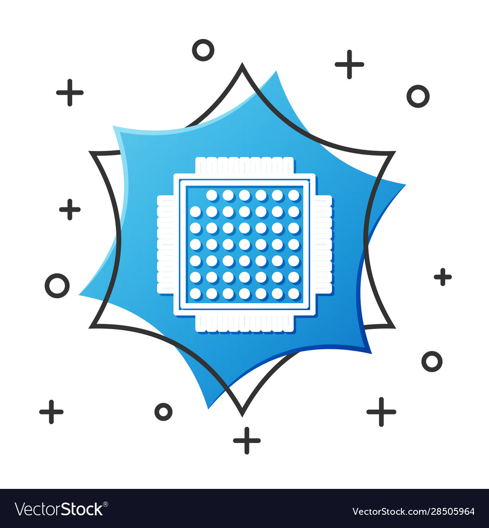 White line processor icon isolated on vector image White line processor icon isolated on