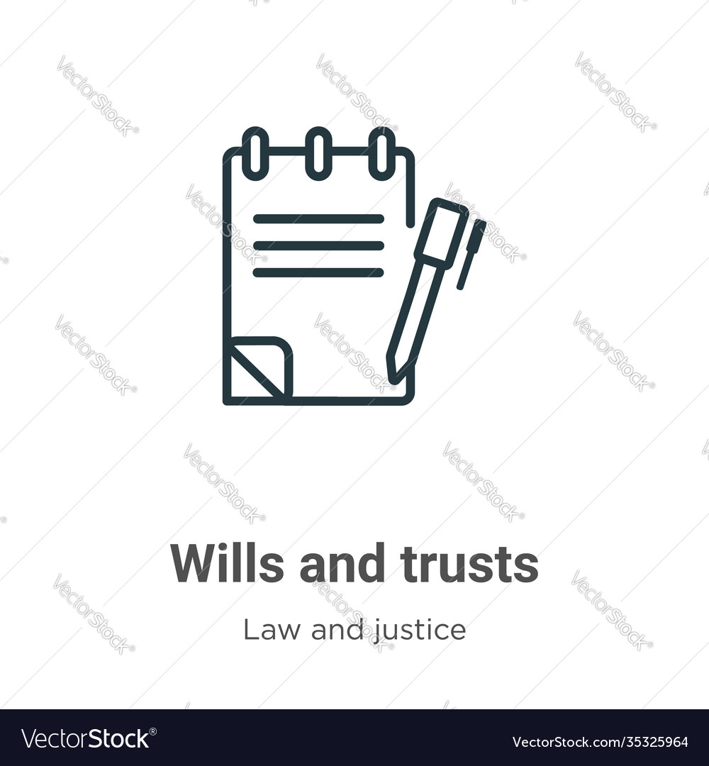 Wills and trusts outline icon thin line black