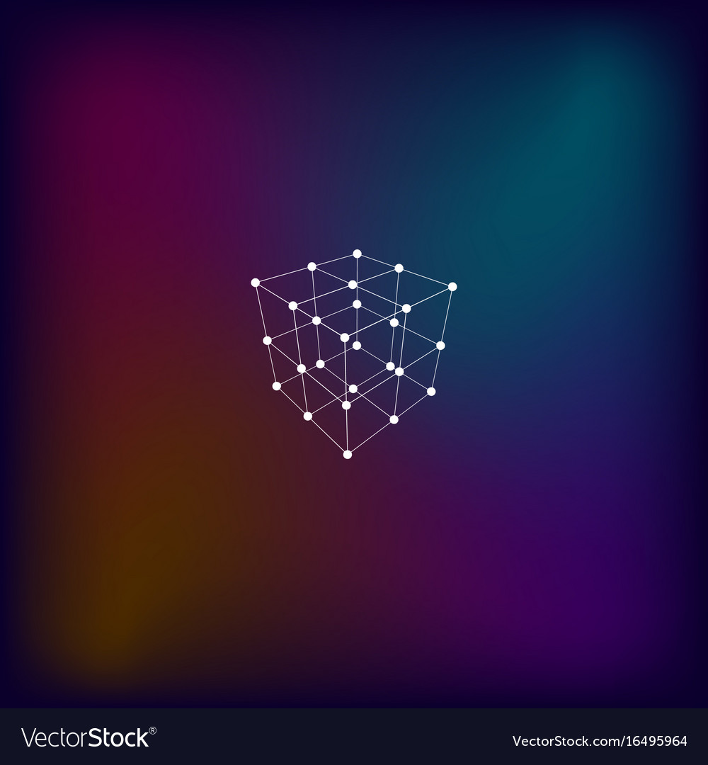 Drahtrahmen polygonal Element Würfel mit Linien