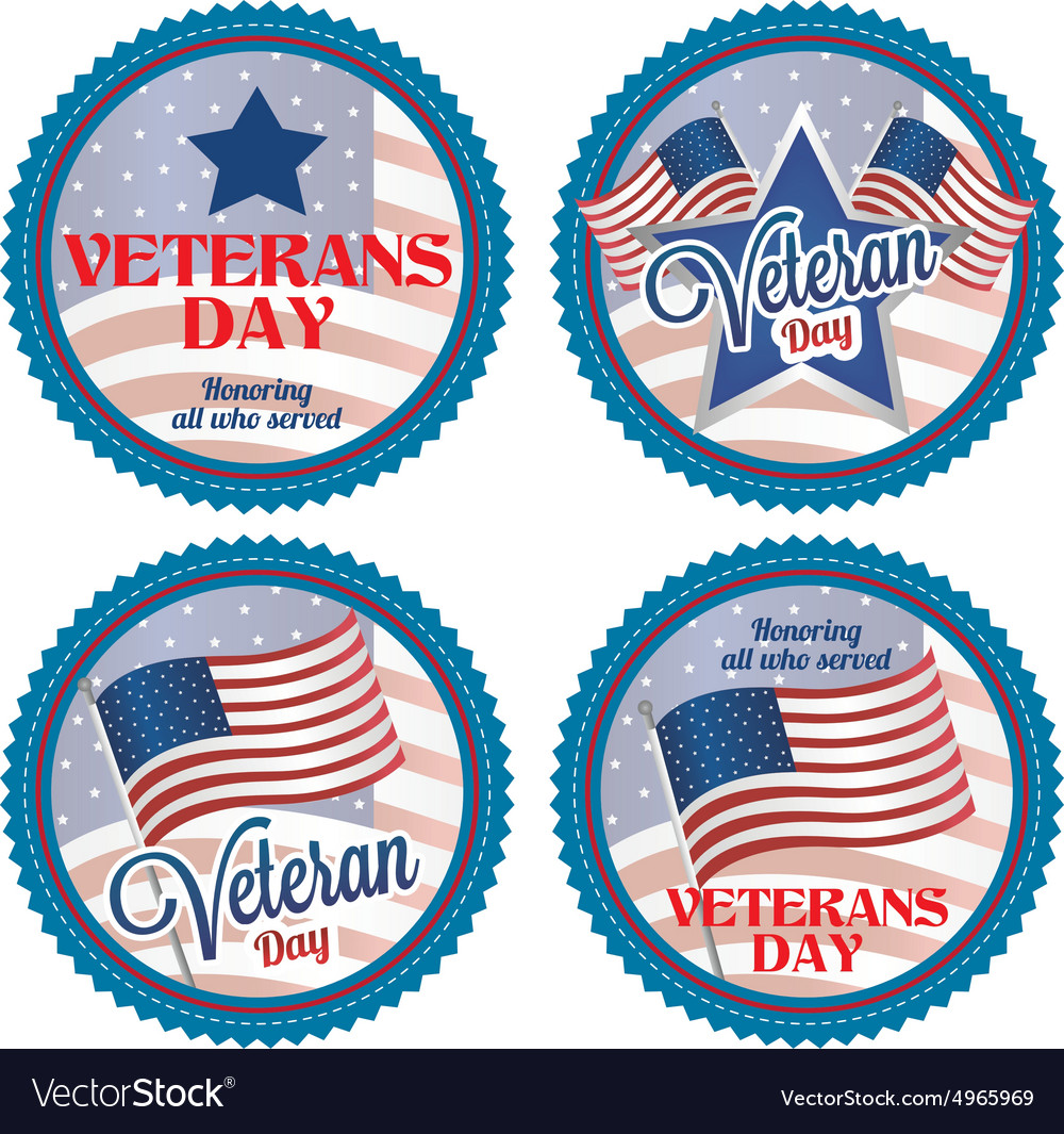 Abstract veteran day objects on a white background