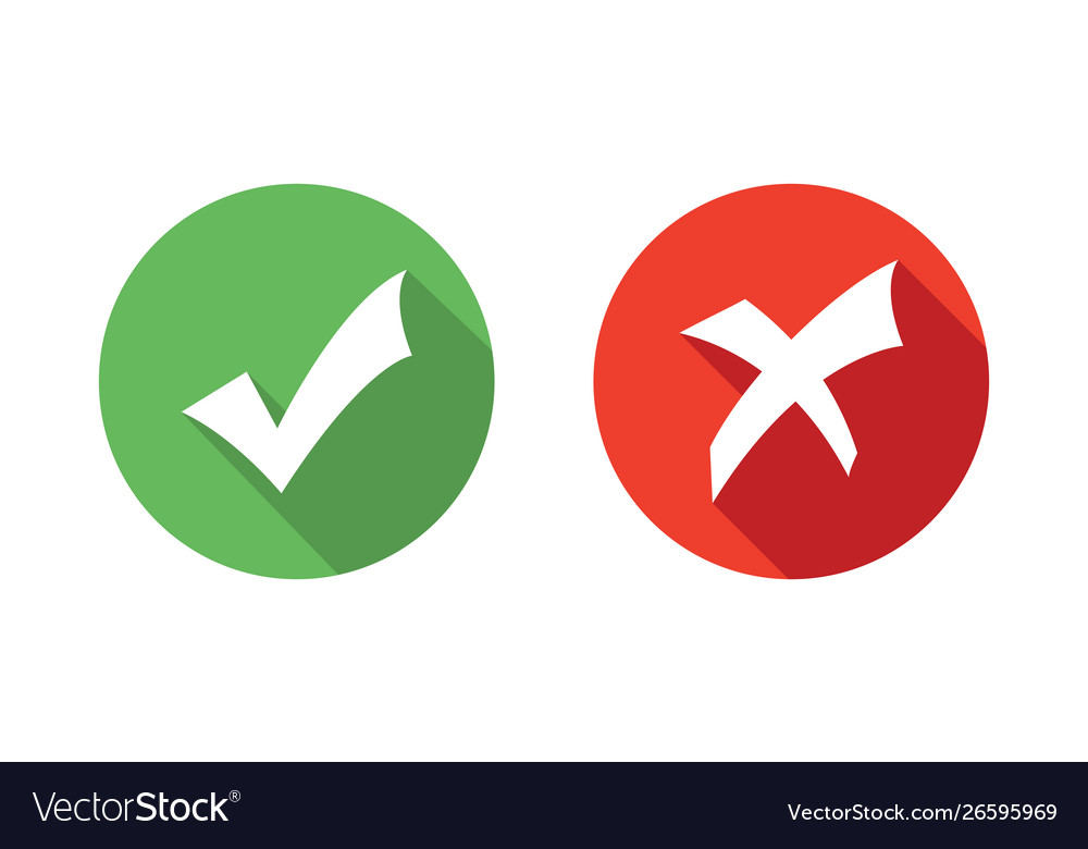 Check mark and cross Royalty Free Vector Image