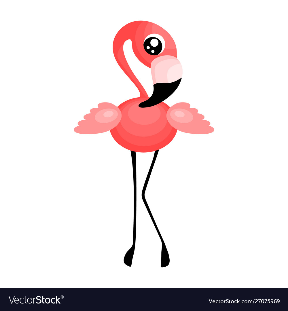 Cute cartoon dancing flamingo