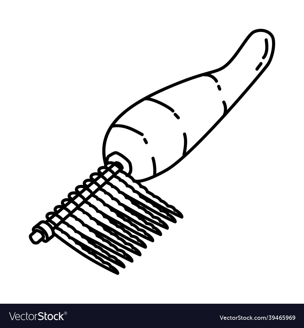 De-matting comb icon doodle hand drawn or outline