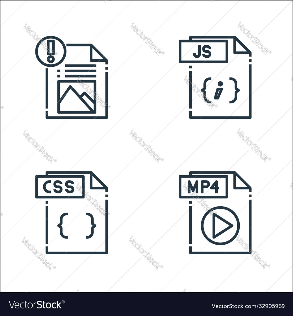 File type line icons linear set quality