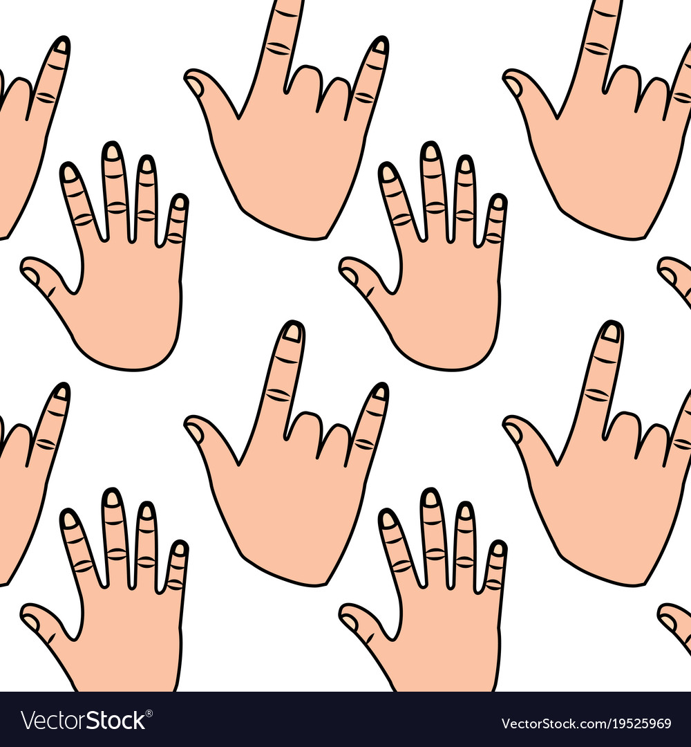 Hands showing five fingers rock and roll pattern