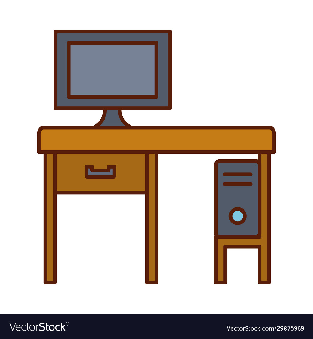 Isolated home computer desk line and fill style