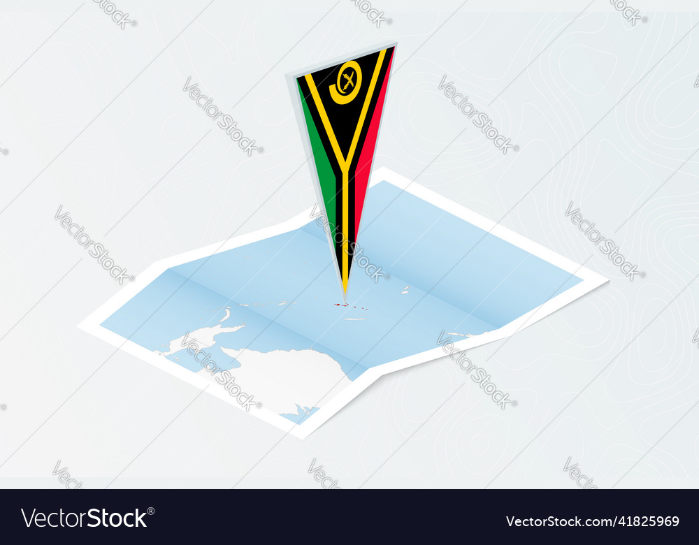 Isometric paper map of vanuatu with triangular