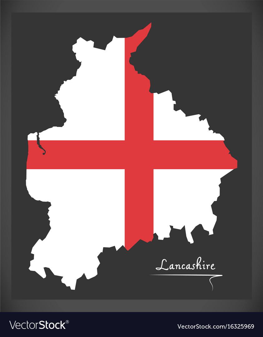 Lancashire map england uk with english national