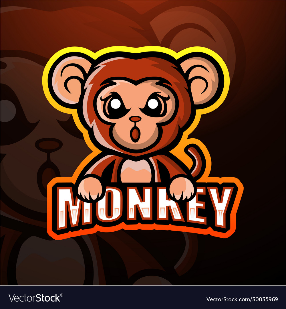 Monkey mascot esport logo design Royalty Free Vector Image