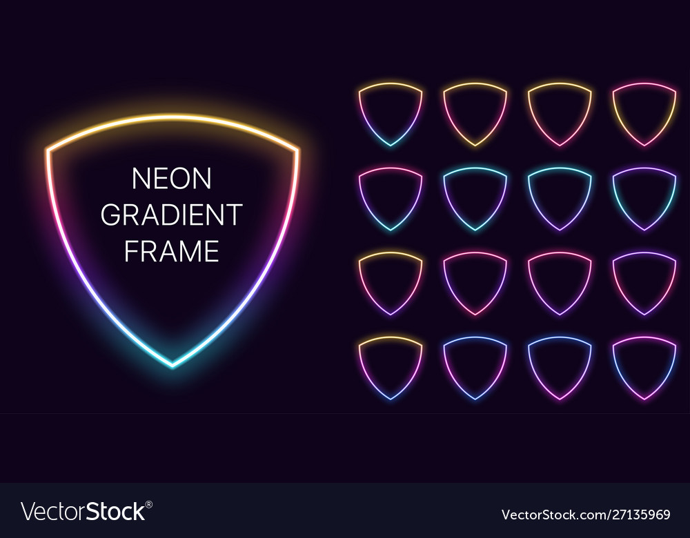 Neon gradient shield frame with copy space vector image Neon gradient shield frame with copy space