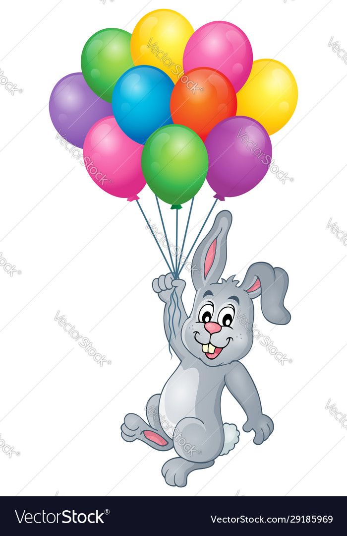 Rabbit with balloons theme image 1