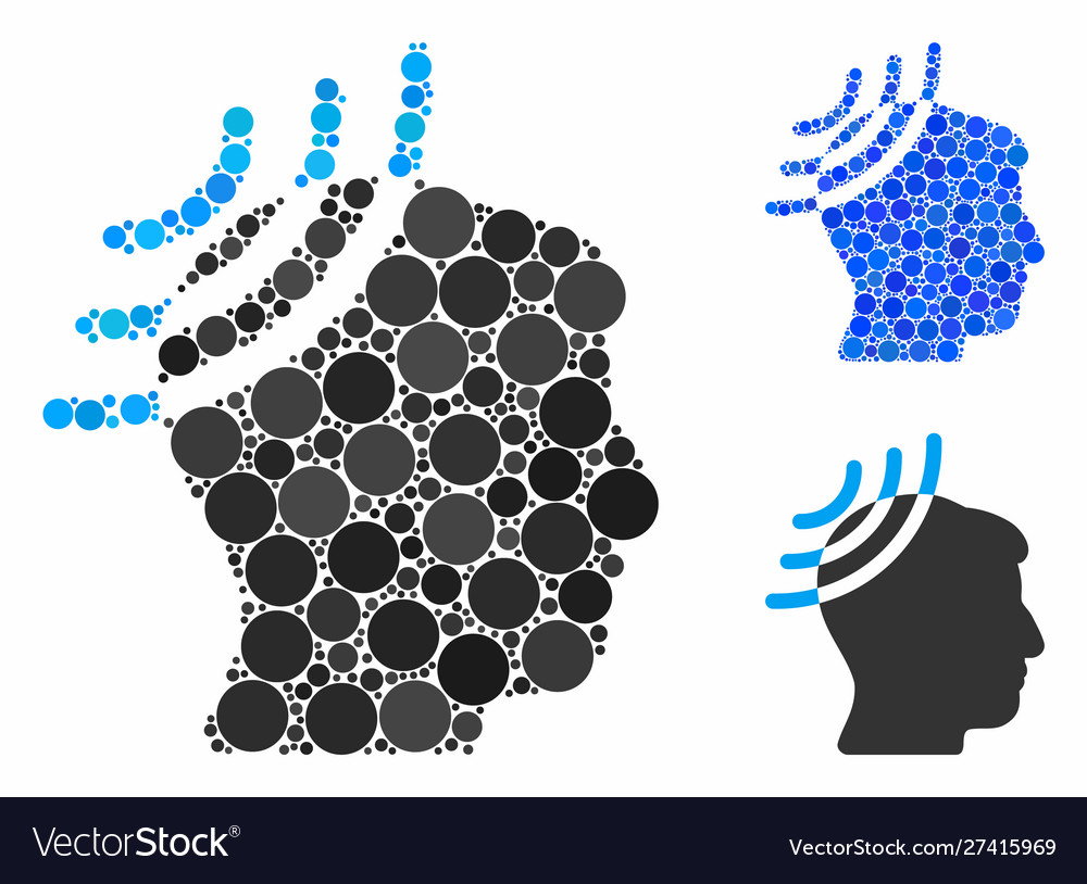 Radio reception head mosaic icon round dots vector image Radio reception head mosaic icon round dots