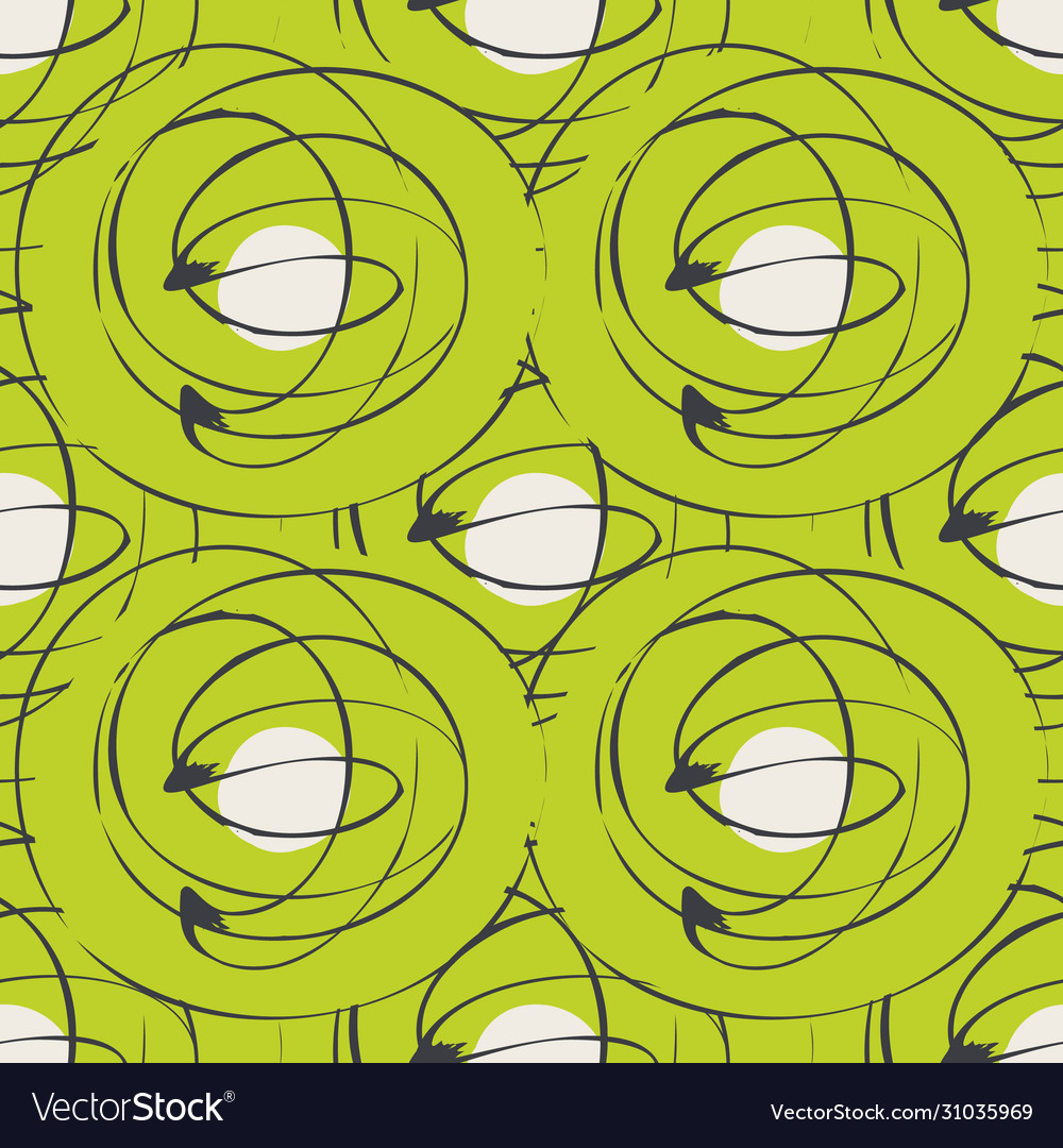 Scribbled ink line circle seamless pattern vector image Scribbled ink line circle seamless pattern