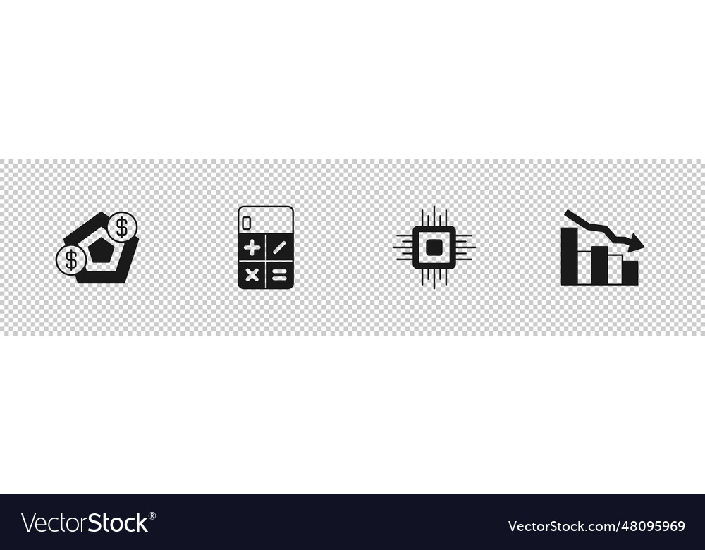 Set financial growth calculator processor cpu vector image Set financial growth calculator processor cpu