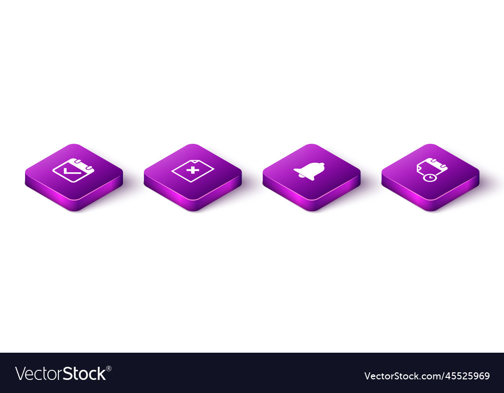 Set isometric calendar with check mark delete vector image Set isometric calendar with check mark delete