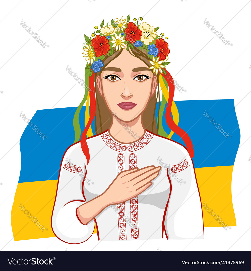 Ukrainian girl in traditional clothes Royalty Free Vector