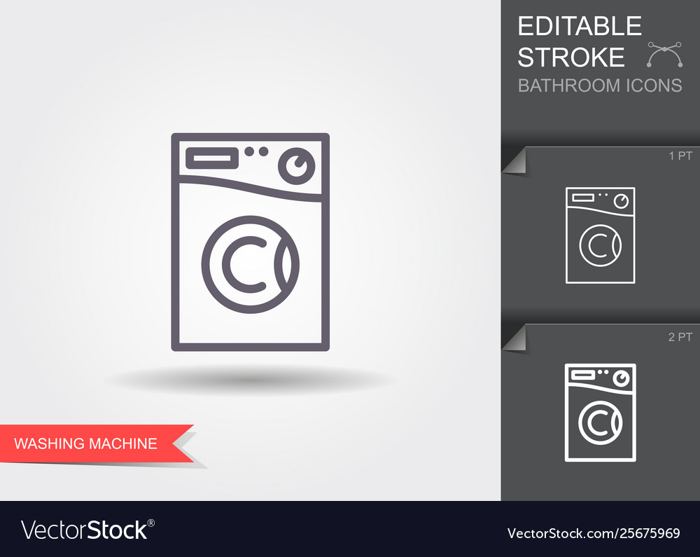 Washing machine line icon with editable stroke