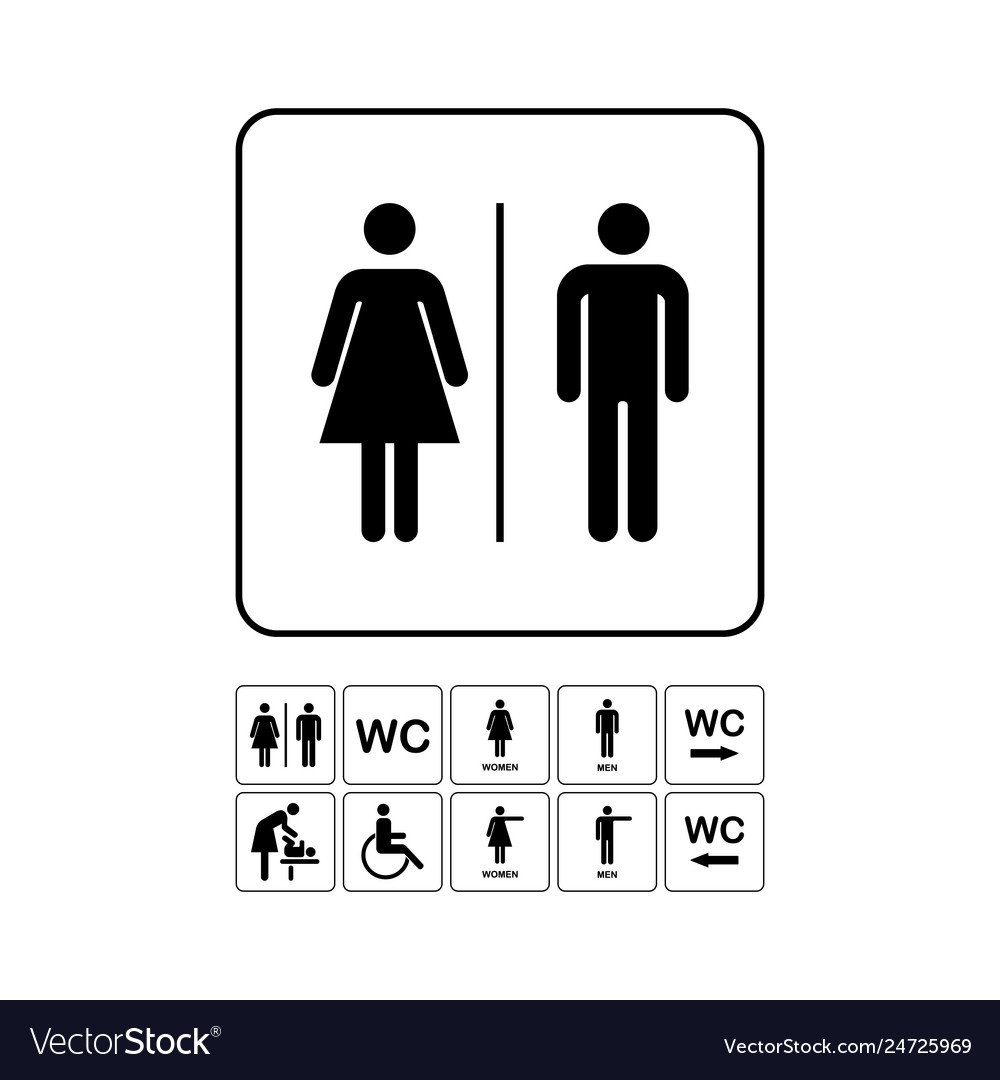 Wc Toilet Door Plate Icon Set Men And Women Vector Image 7745