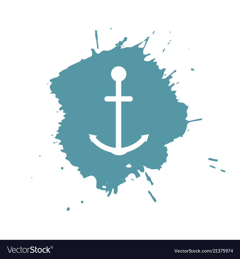 Anchor on blue paint spots isolated white