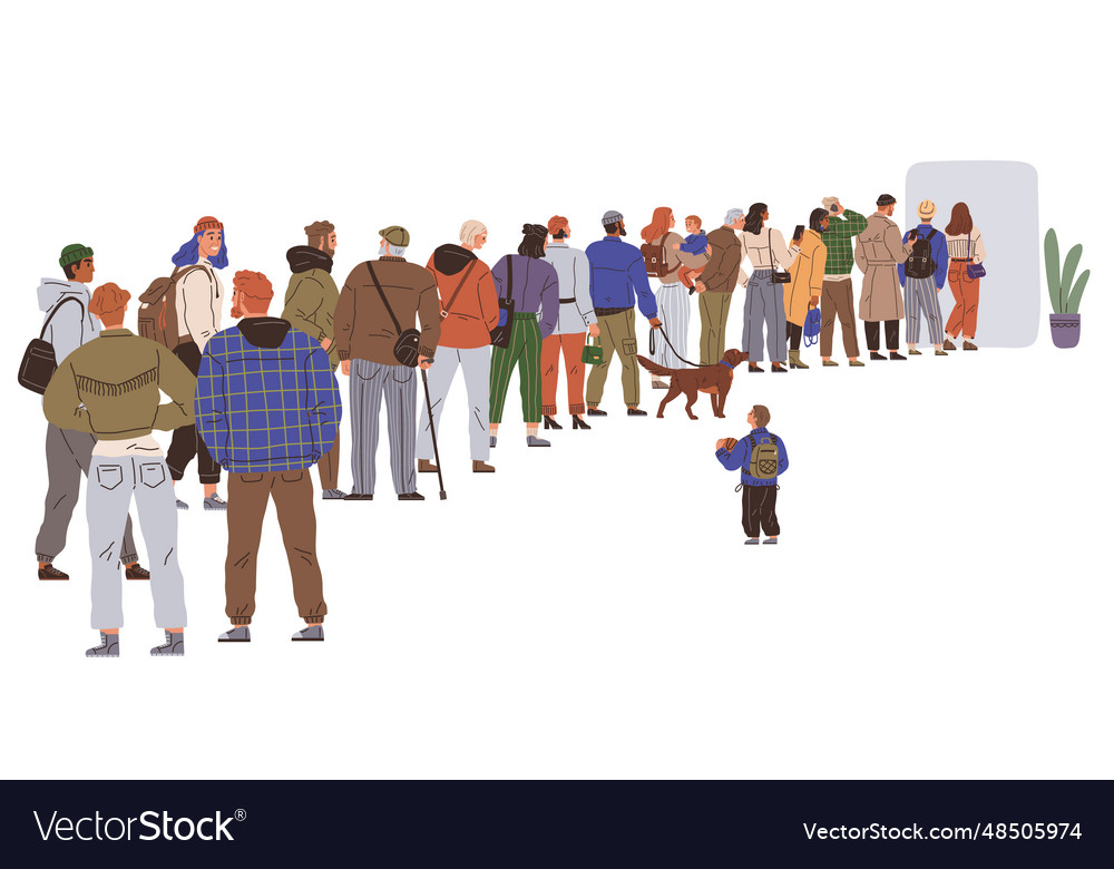 Big queue the group stood at back Vector Image Big queue the group stood at back