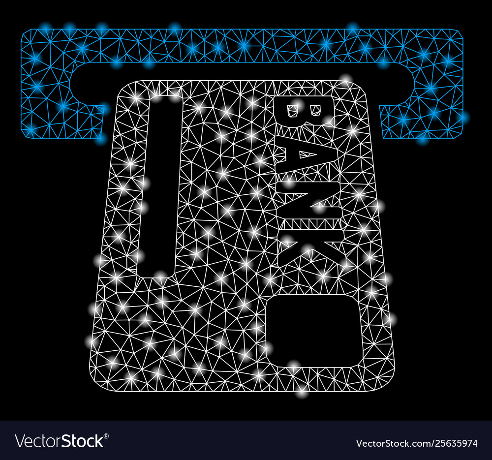 Bright mesh wire frame atm terminal with light vector image Bright mesh wire frame atm terminal with light