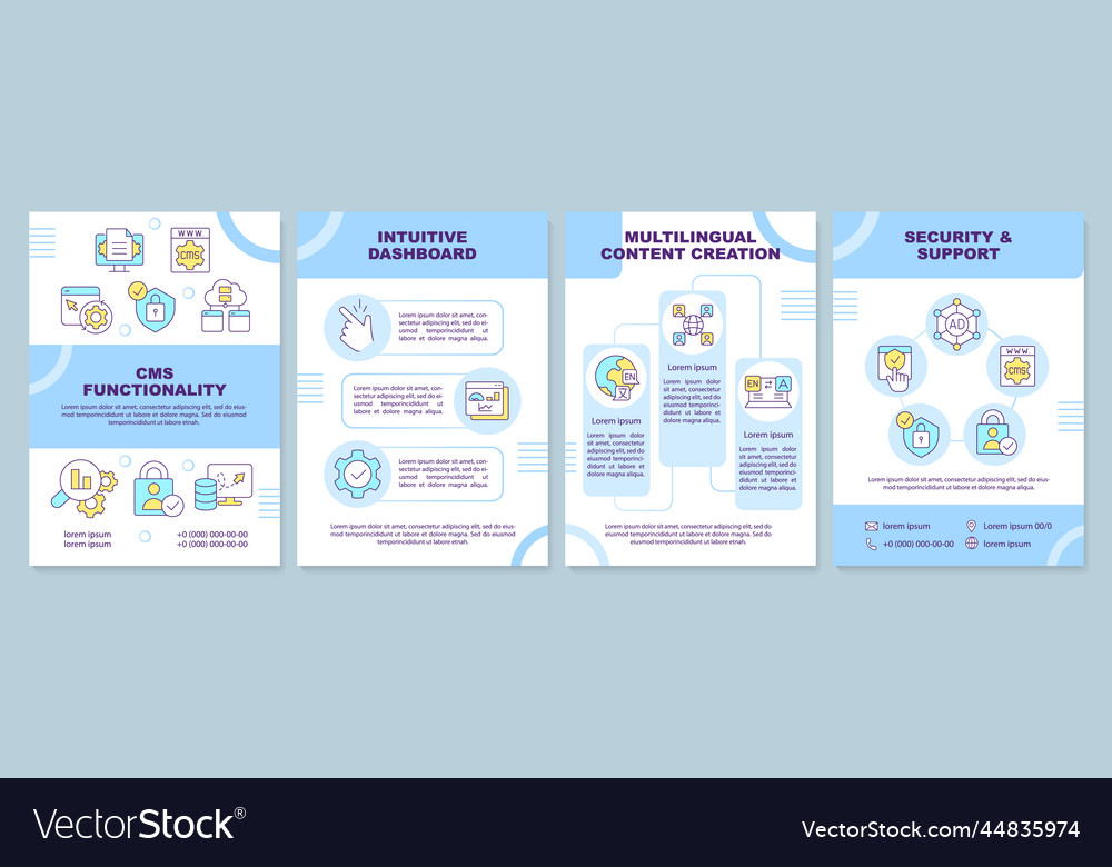 Cms Funktionalität blau Prospektvorlage vector image Cms Funktionalität blau Prospektvorlage
