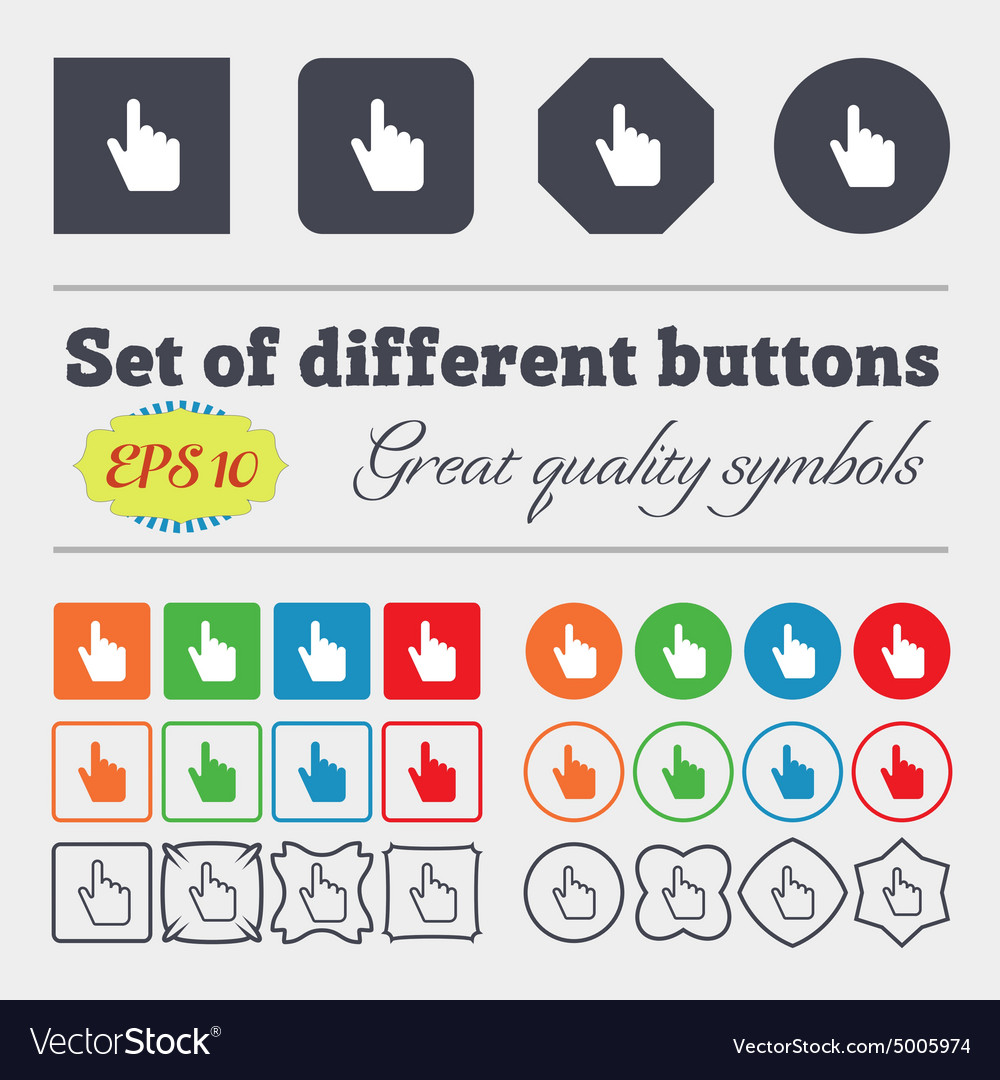 Cursor icon sign big set of colorful diverse