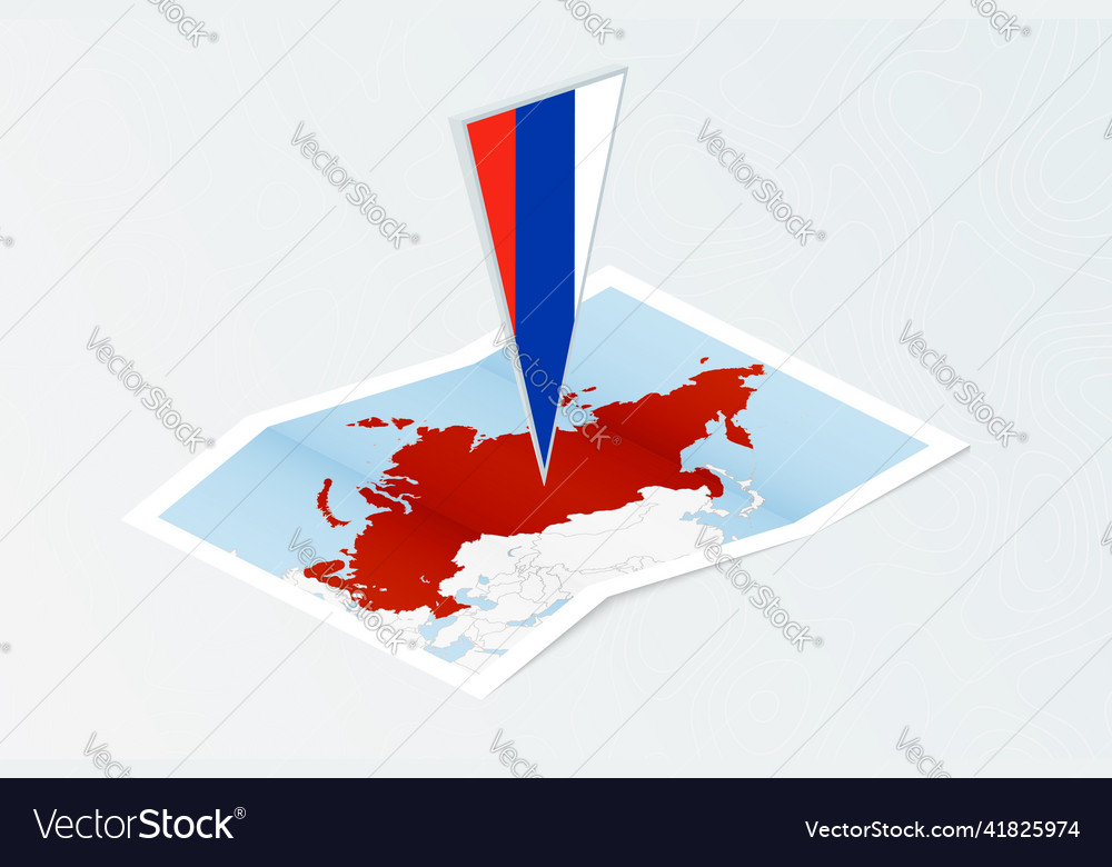 Isometric paper map of russia with triangular