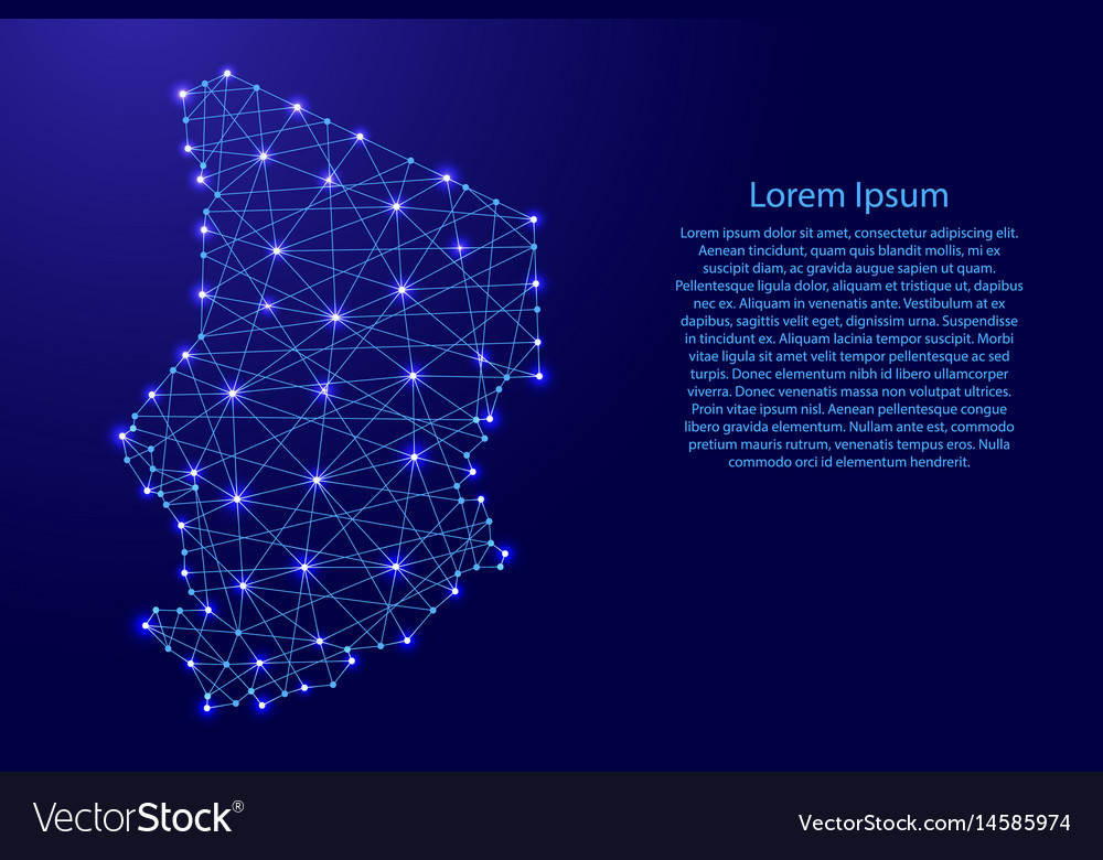 Map of chad from polygonal blue lines Royalty Free Vector