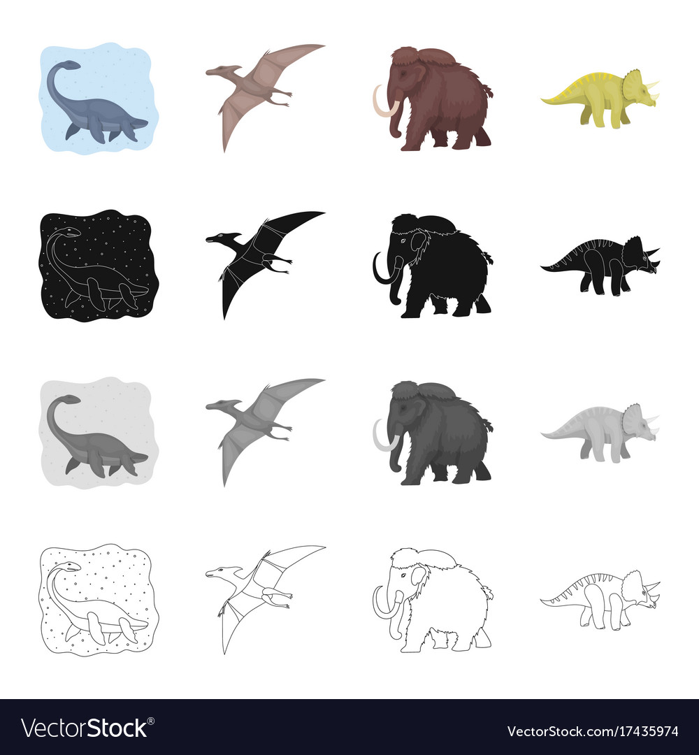 Prehistoric shell, dinosaur eggs,pterodactyl, mammoth. Dinosaur and  prehistoric period set collection icons in black,monochrome,outline style  vector s Stock Vector Image & Art - Alamy