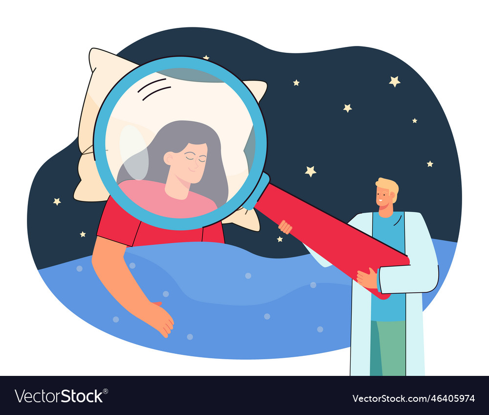 Medical research of womans sleep by doctor vector image Medical research of womans sleep by doctor