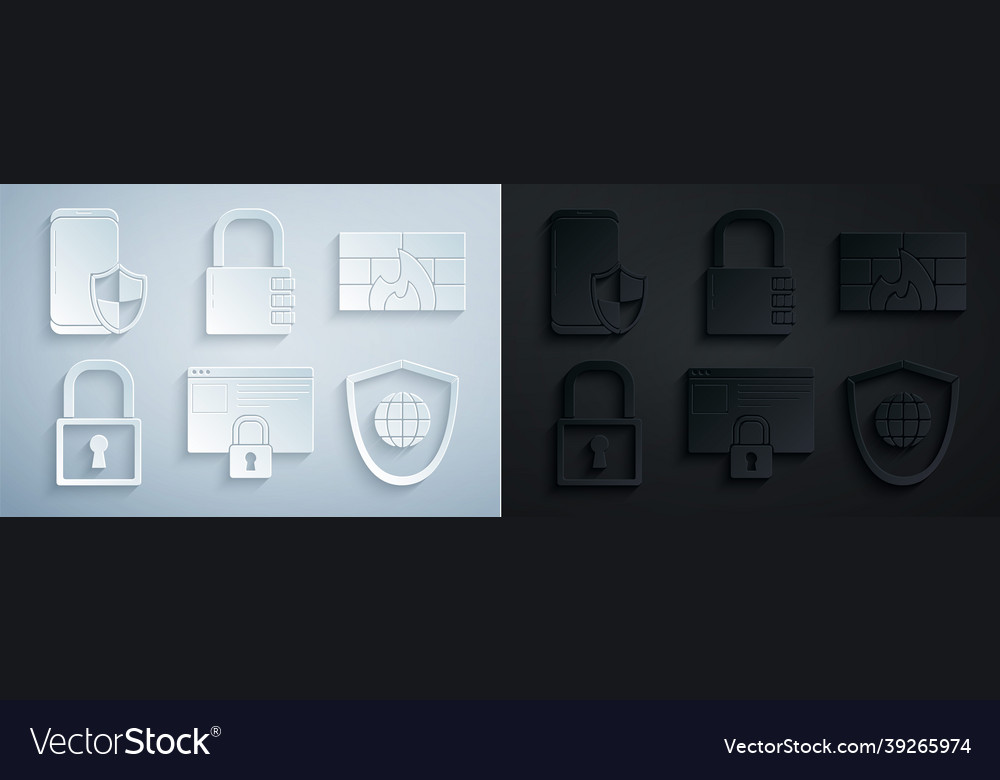 Set secure your site with https ssl firewall vector image Set secure your site with https ssl firewall