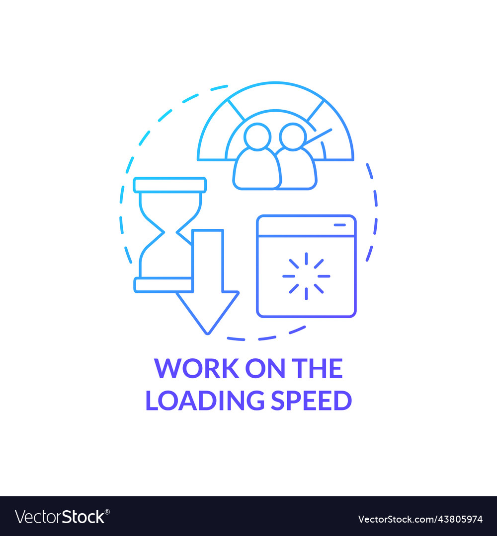 Work on loading speed blue gradient concept icon vector image Work on loading speed blue gradient concept icon