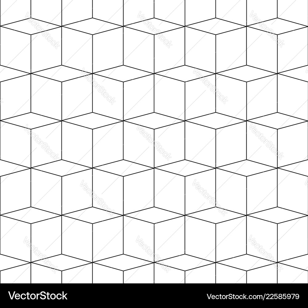 3d cubes spatial seamlessly repeatable monochrome Vector Image