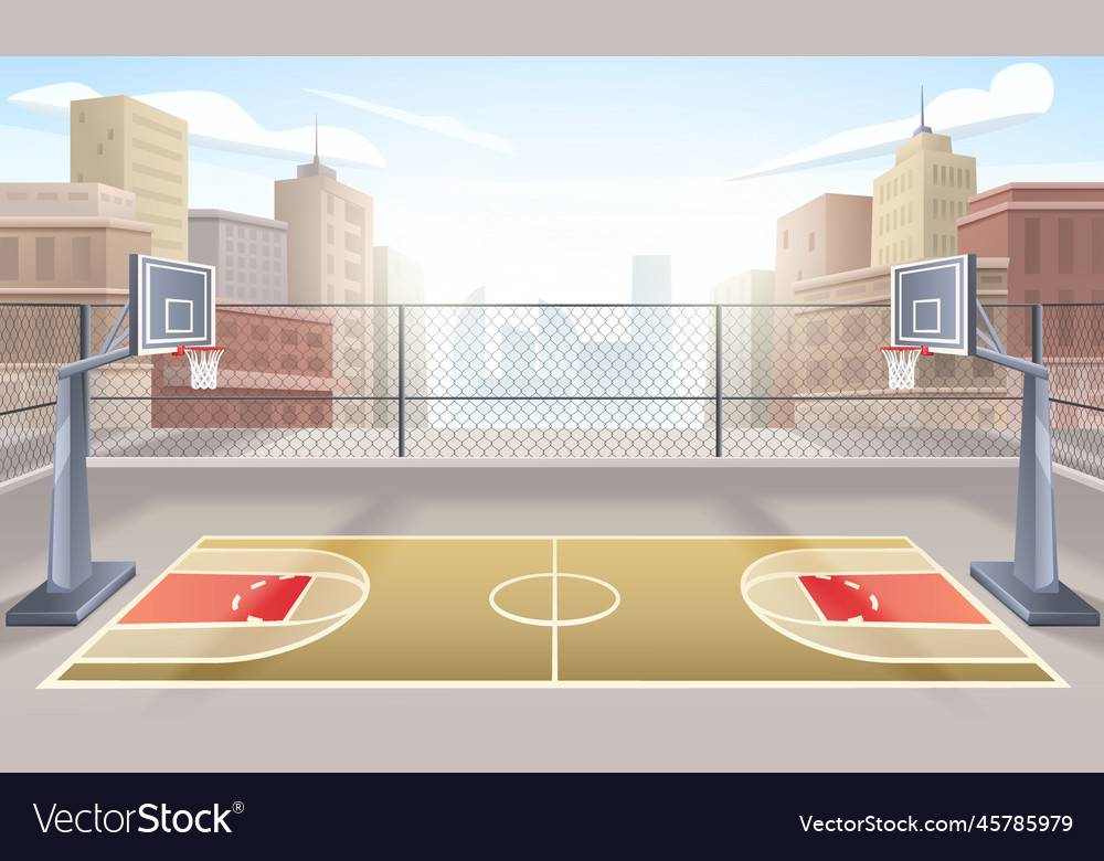 Basketball court cartoon Royalty Free Vector Image