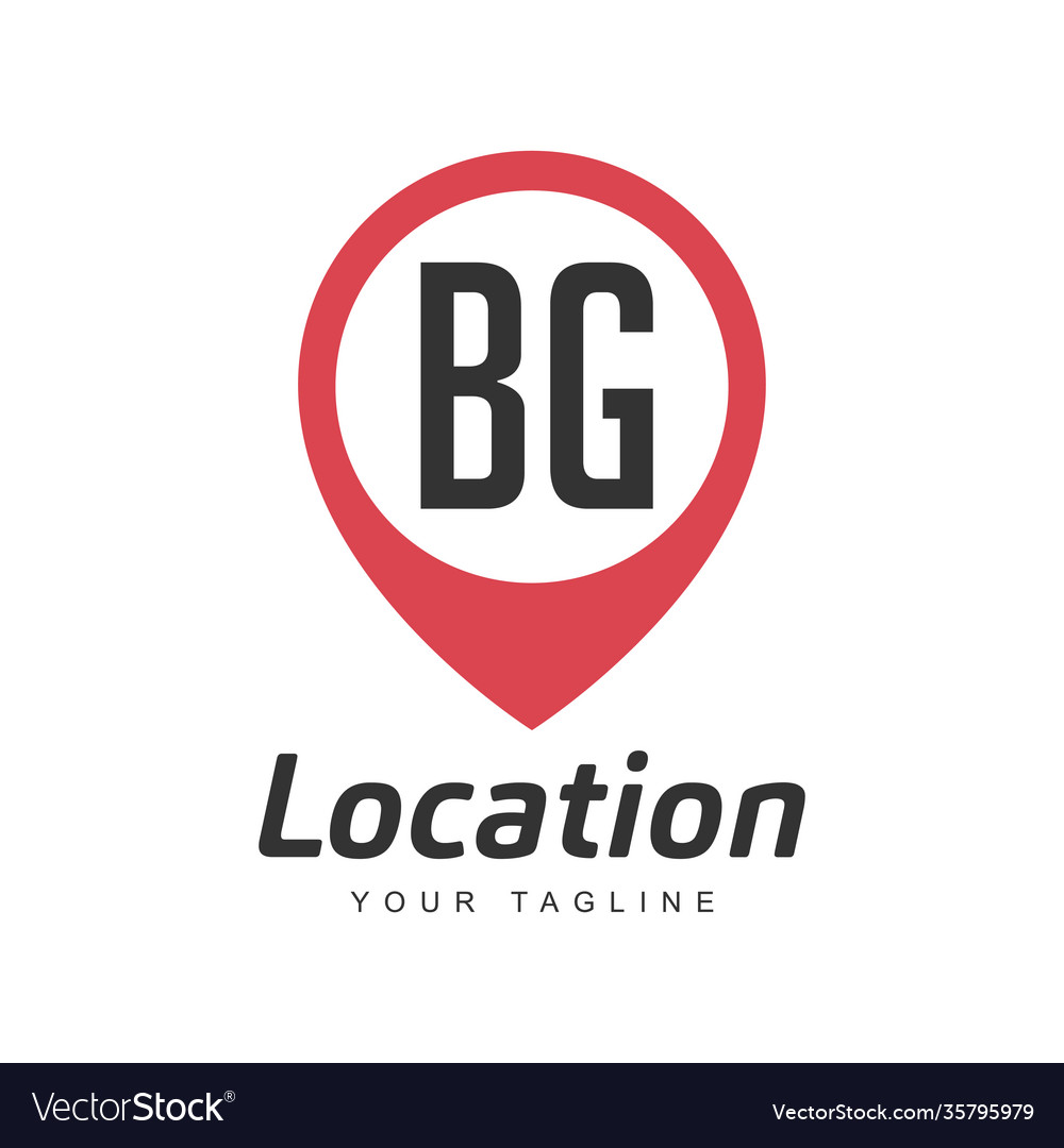 Bg letter logo design with location pin icon