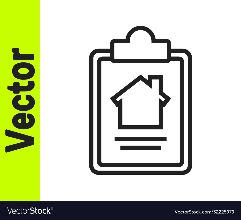 Black line house contract icon isolated on white