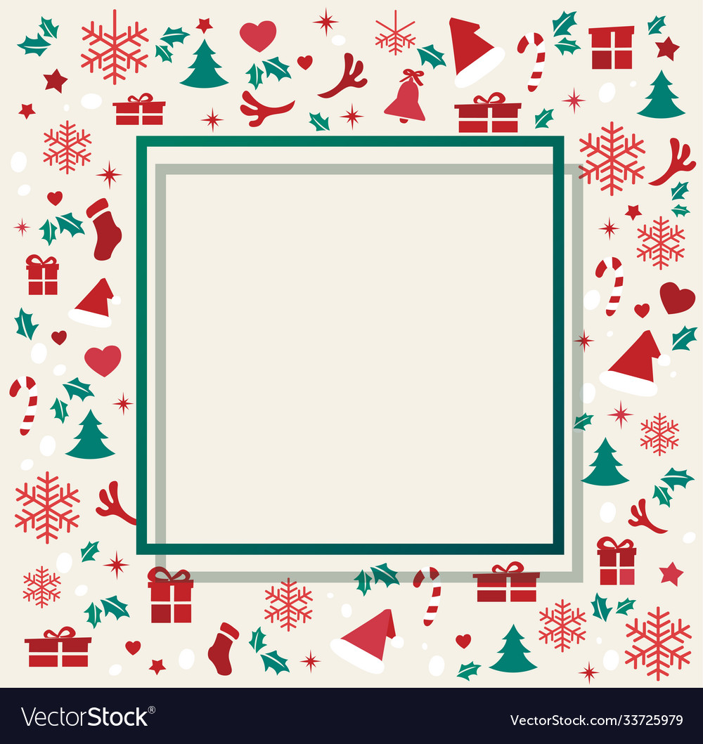 Christmas elements with space pattern background vector image Christmas elements with space pattern background
