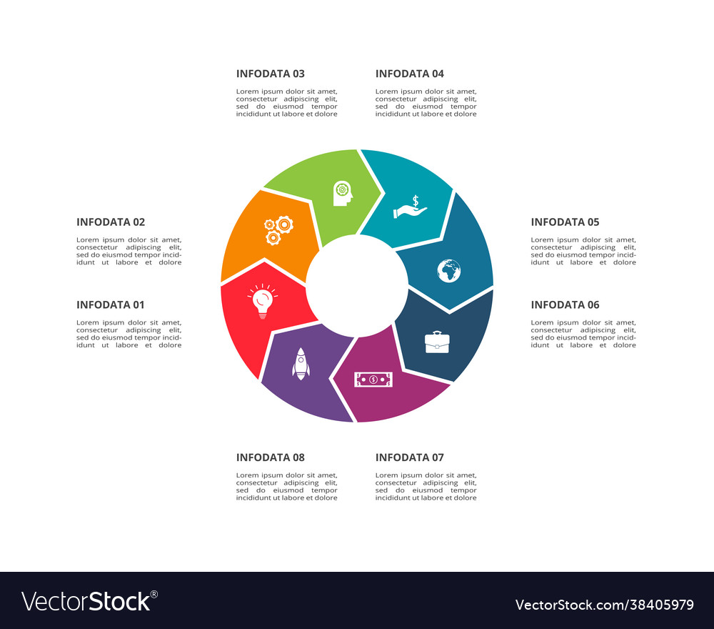 Circle elements graph diagram with 8 steps Vector Image Circle elements graph diagram with 8 steps