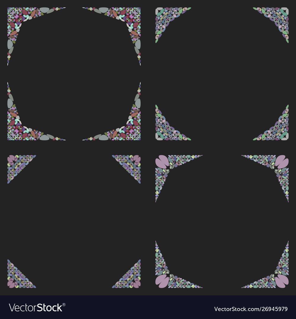 Curved stone mosaic page border design set