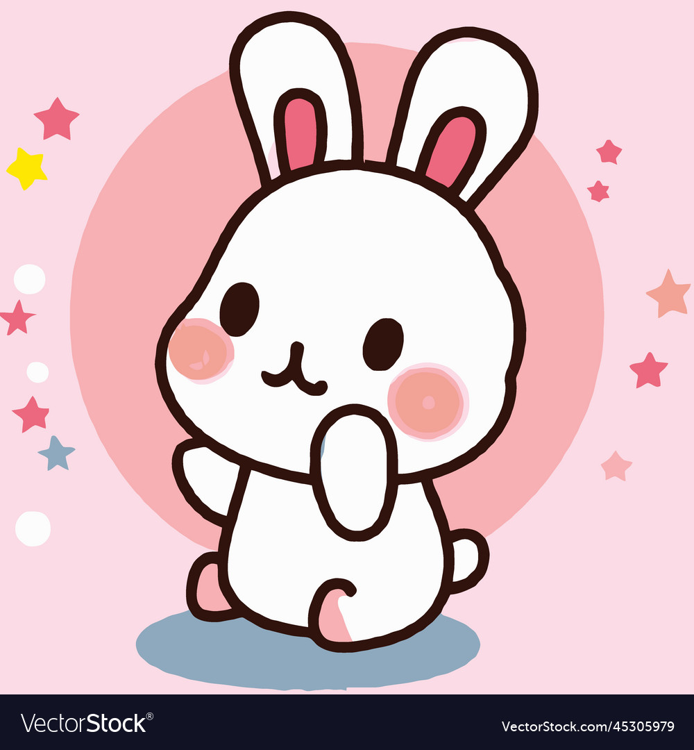 Cute rabbit rabbit kawaii chibi drawing style Vector Image