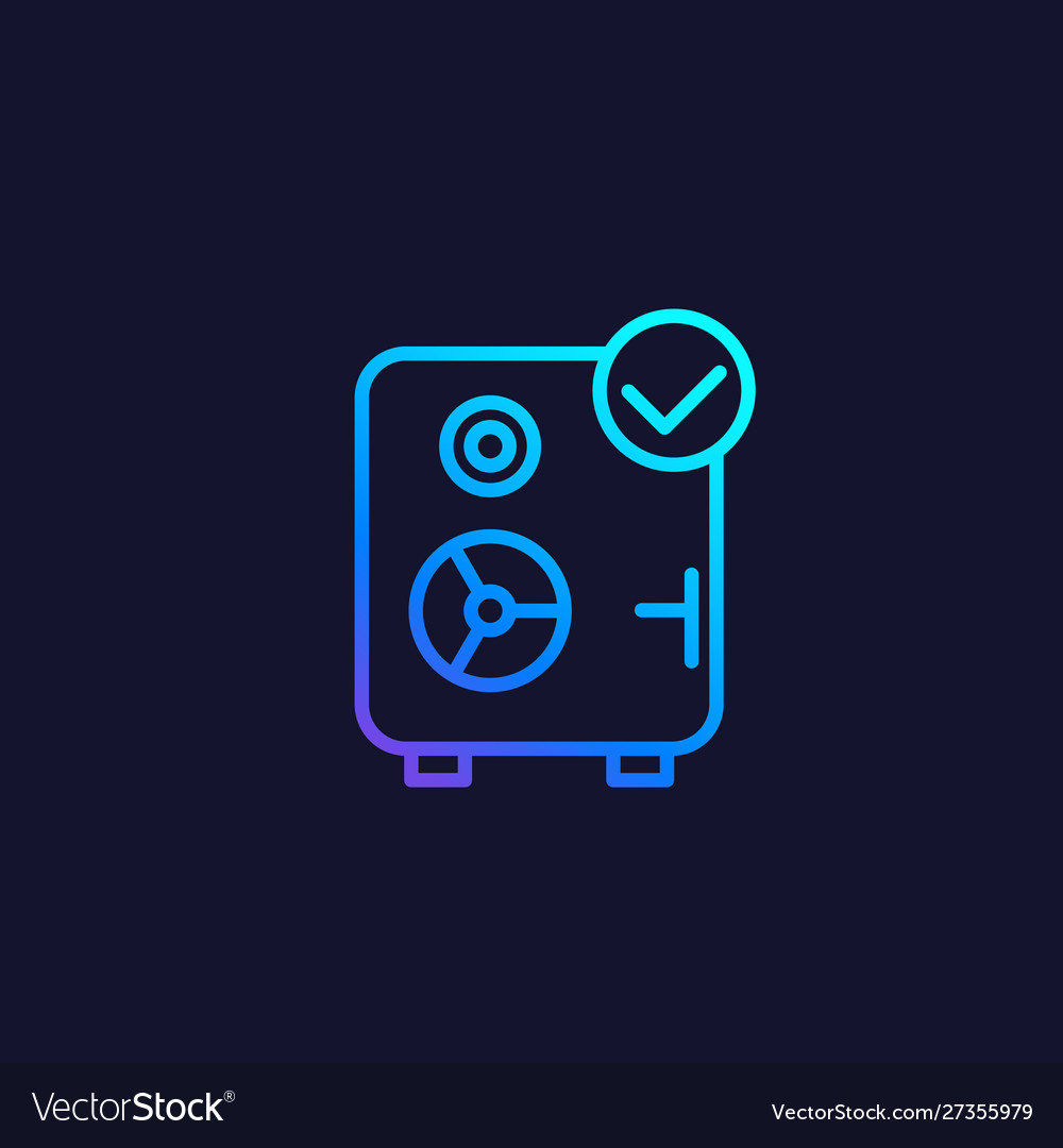 Deposit icon strongbox with checkmark linear