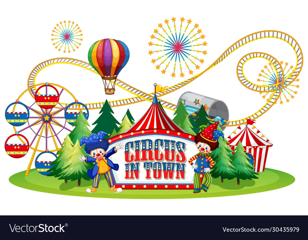 Font design for word circus in town with clowns Vector Image