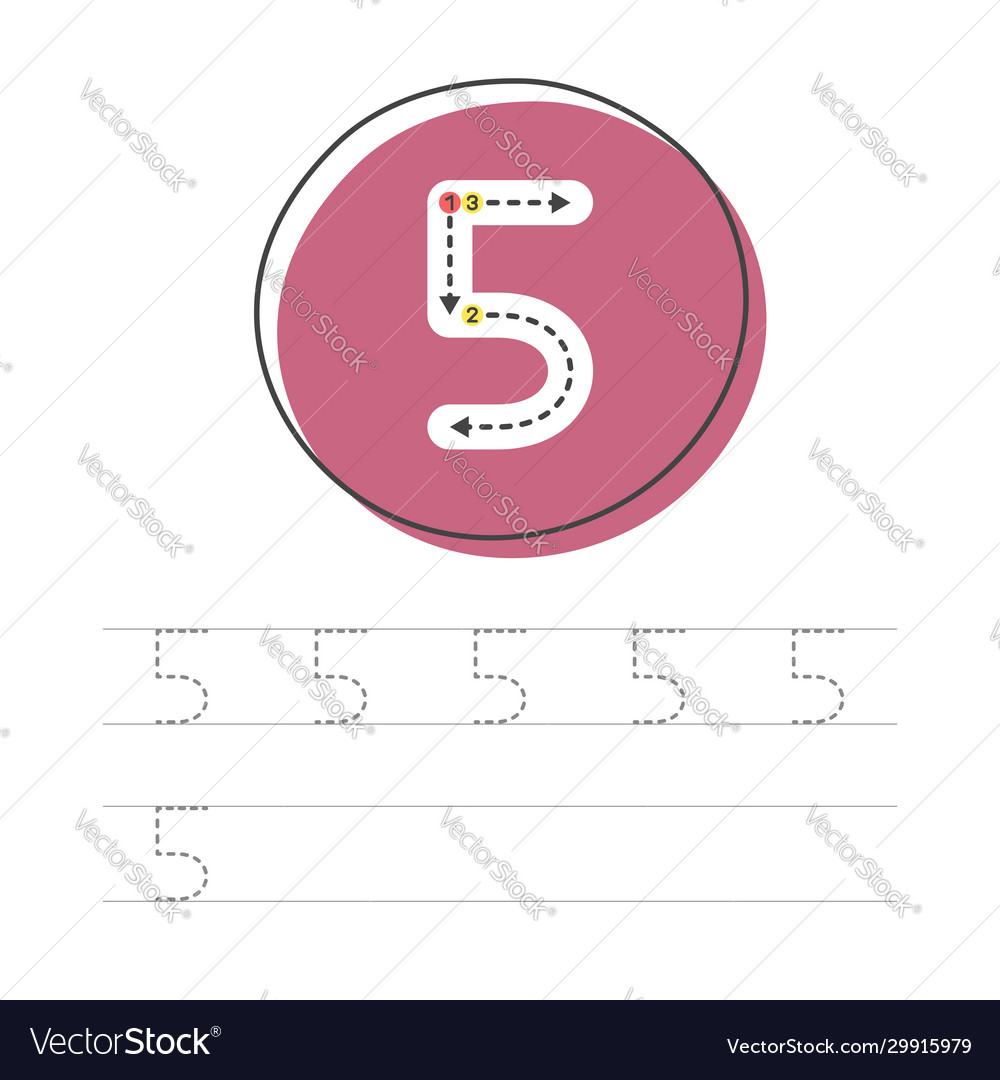 Learning to write numeral 5